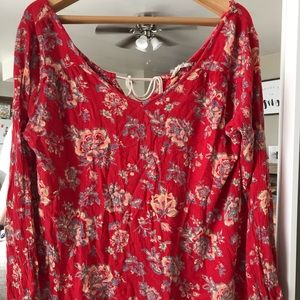 Floral Red Blouse